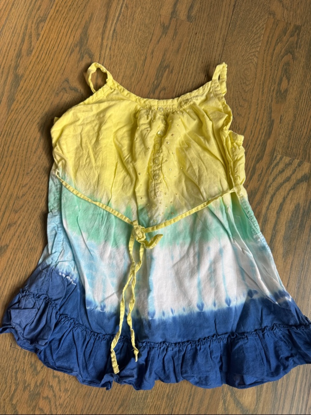 Justice Yellow Green Blue Ombre Tie-Front Camisole